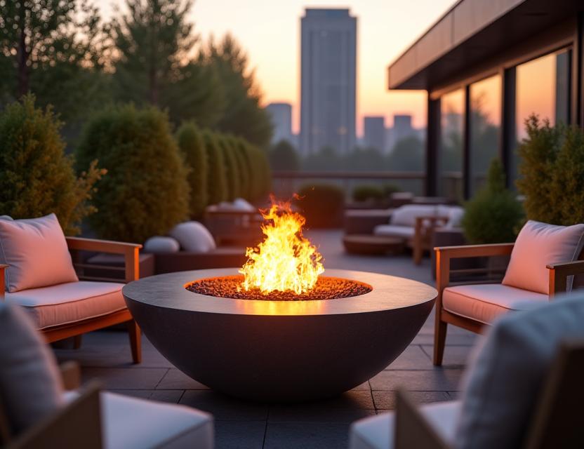 Fire pit decorativo para terraza